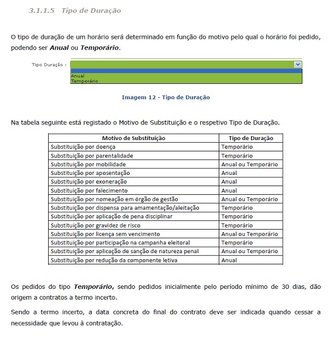 tipo de dura&ccedil;&atilde;o
