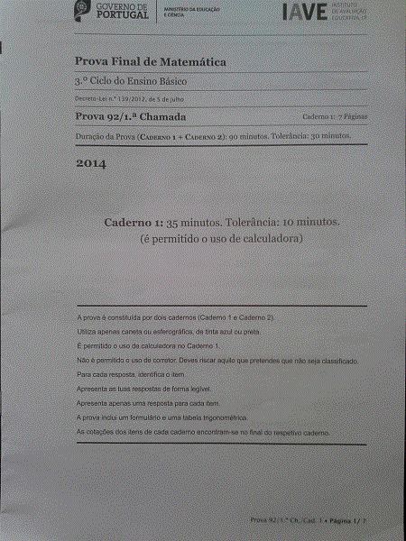 prova matem&aacute;tica
