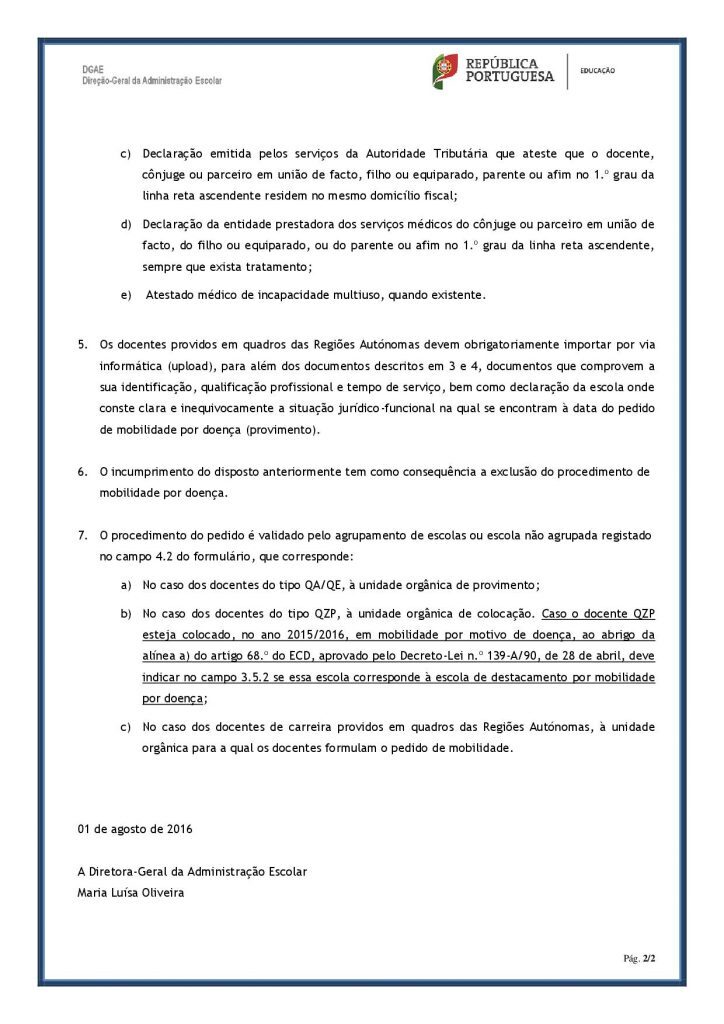 Nota Informativa &ndash; Pedido de Mobilidade por Doen&ccedil;a 2016-2017-002